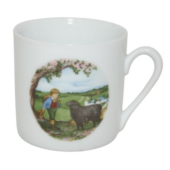 Reutter Porzellan Germany Demitasse Cup Mug "Baa Baa Black Sheep" Pastoral Scene - Picture 1 of 6